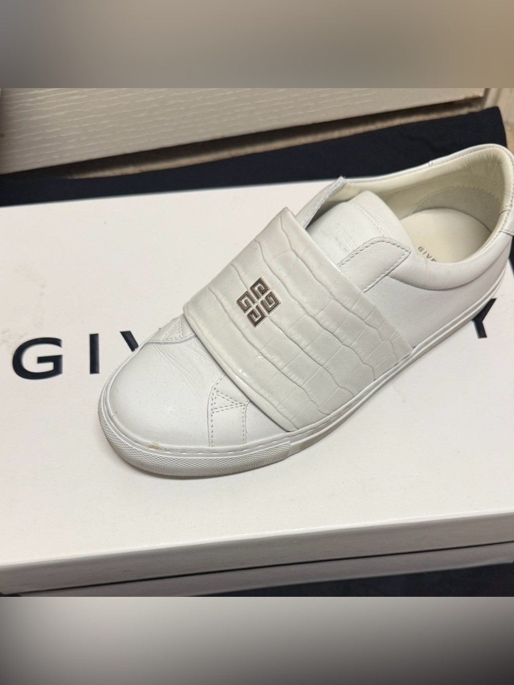 Givenchy White Leather Slip-On Sneaker with Quilted Strap